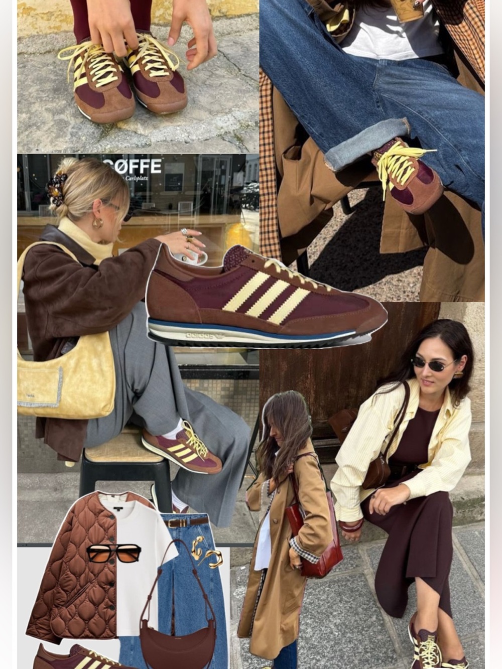 adidas Women's Maroon and Yellow Sneakers